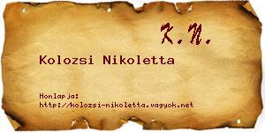 Kolozsi Nikoletta névjegykártya